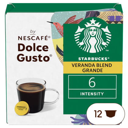 Front view of Starbucks Grande Americano Veranda (12 pods) box