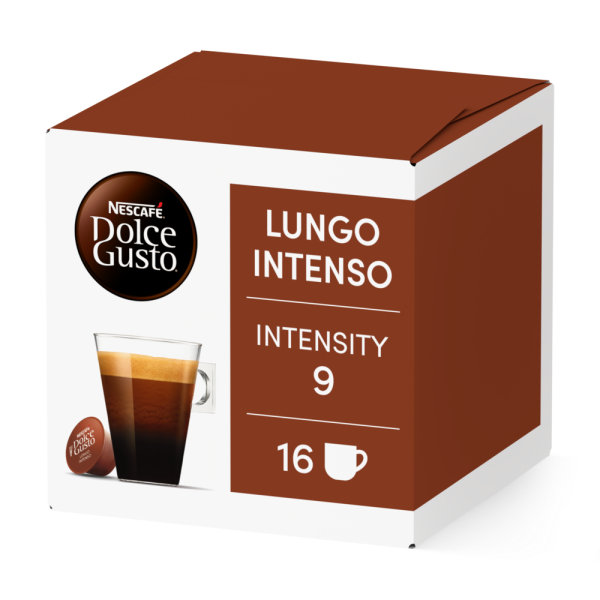 Front view of Lungo Intenso (16 pods) box