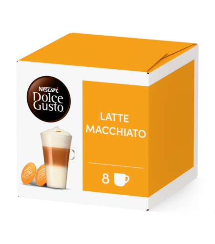 Front view of Latte Macchiato (16 pods) box